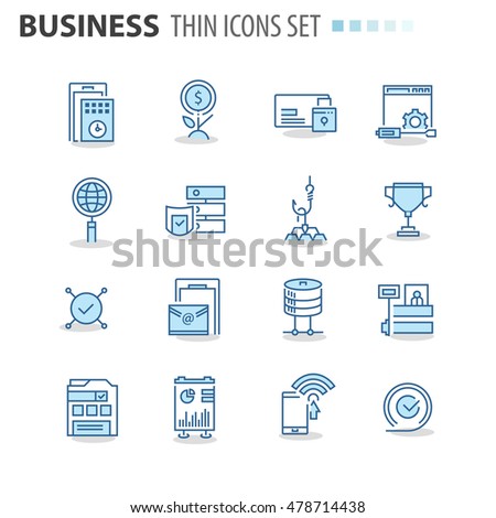 Thin line flat colorful icons pack for web design, user interface, mobile, computer infographic and other projects. 16 monoline elements pack.