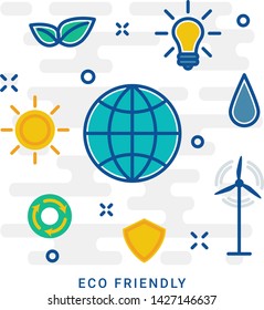 Thin line flat design banner for eco-friendly and environment web page. Modern vector illustration concept of word ecology for website and mobile application templates. Eps 10