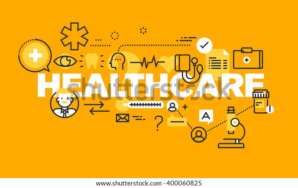 Thin Line Flat Design Banner Healthcare Stock Vector Royalty Free