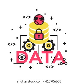 Thin line flat design of business graph statistics, big data analysis, financial research report, market stats. Modern vector illustration concept, isolated on white background.