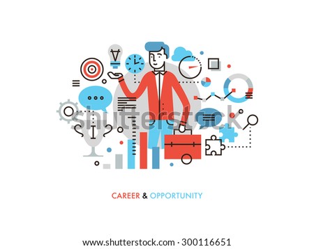 Thin line flat design of business leader with success idea, career opportunity for leadership development, marketing strategy winner. Modern vector illustration concept, isolated on white background.