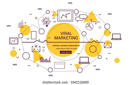 Thin line flat design social campaign, digital marketing,