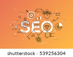 Thin line flat design template of search engine optimization. Modern vector illustration concept of word SEO for mobile website banners, easy to edit, customize and resize.