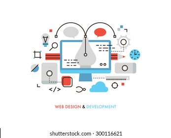 Thin line flat design of web design graphics, pen tool for creating interface elements, mobile ui and ux frames, sketching for client. Modern vector illustration concept, isolated on white background.