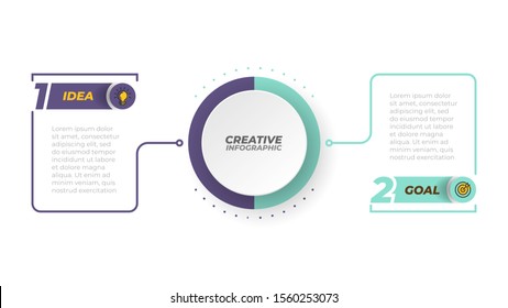 Thin line flat element design template with number and marketing icons. Business concept with 2 steps, options, processes. Vector illustration.