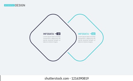 Thin line flat element for infographic. Business concept with 2 options, editable, steps or process. Vector illustration. Can be used for diagram, report, chart, presentation, web design.