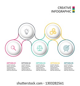 Thin line flat element for infographic. Template for diagram, graph, presentation and chart. Business concept with 5 options, parts, steps or processes.
