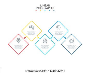 Thin line flat element for infographic. Template for diagram, graph, presentation and chart. Business concept with 5 options, parts, steps or processes. Data visualization.