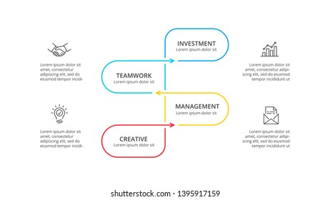 Thin line flat element for infographic. Template for diagram, graph, presentation and chart. Business concept with 4 options, parts, steps or processes. Data visualization.