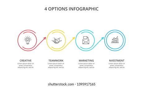 Thin line flat element for infographic. Template for diagram, graph, presentation and chart. Business concept with 4 options, parts, steps or processes. Data visualization.