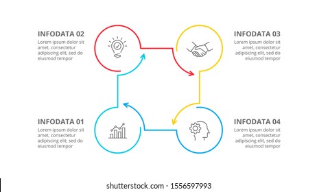 Thin line flat element for infographic. Template for diagram, graph, presentation and chart. Business concept with 4 options, parts, steps or processes.