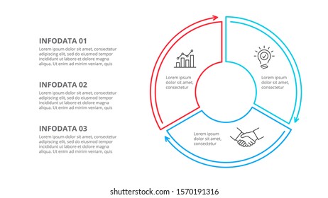 Thin line flat element for infographic. Template for diagram, graph, presentation and chart. Business concept with 3 options, parts, steps or processes.