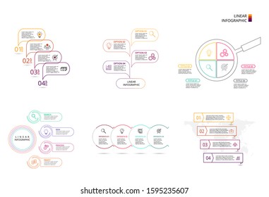 Thin line flat element for infographic. Template for diagram, graph, presentation and chart. Business concept with 4 options, parts, steps or processes. Data visualization.