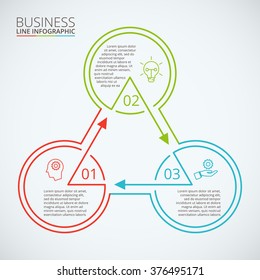 Thin line flat element for infographic. Template for diagram, graph, presentation and chart. Business concept with 3 options, parts, steps or processes. Data visualization.