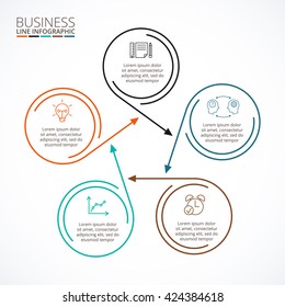 Thin line flat element for infographic. Template for diagram, graph, presentation and chart. Business concept with 5 options, parts, steps or processes. Data visualization.