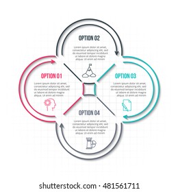 Thin line flat element for infographic. Template for diagram, graph, presentation and chart. Business concept with 4 options, parts, steps or processes. Data visualization.