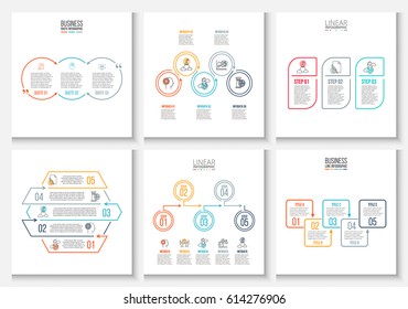 Thin line flat element for infographic. Template for diagram, graph, presentation and chart. Business concept with options, parts, steps or processes. Data visualization.