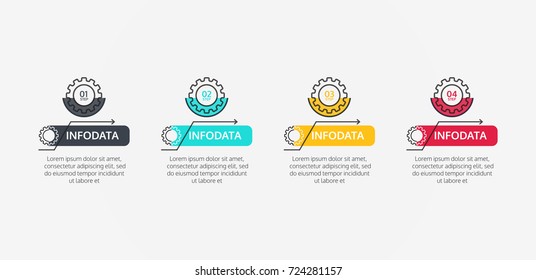 Thin line flat elements design for infographic. Template for diagram, graph, presentation and chart. Business concept with 4 options, parts, steps or processes.Vector illustration
