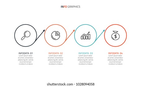 Thin line flat elements for infographic with marketing icons .Business concept with 4 steps or options.