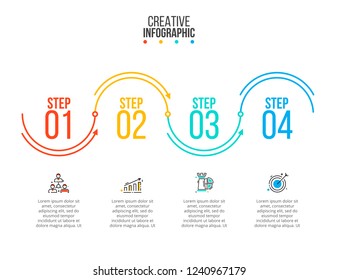 Thin line flat elements for infographic. Template for diagram, graph, presentation and chart. Business concept with 4 options, parts, steps or processes.