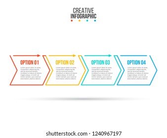 Thin line flat elements for infographic. Template for diagram, graph, presentation and chart. Business concept with 4 options, parts, steps or processes.