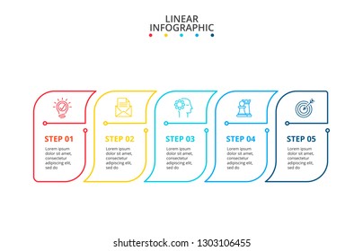 Thin line flat elements for infographic. Template for diagram, graph, presentation and chart. Business concept with 5 options, parts, steps or processes.