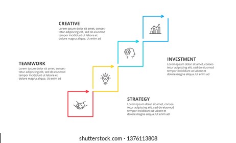Thin line flat elements for infographic. Template for diagram, graph, presentation and chart. Business concept with 4 options, parts, steps or processes.