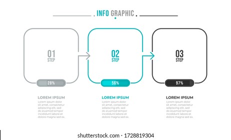 Thin Line Flat Elements For Infographic Design Template With Square. Business Concept With 3 Options Or Steps. Vector Illustration.