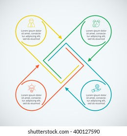 Thin line flat elements for infographic. Template for diagram, graph, presentation and chart. Business concept with 4 options, parts, steps or processes. Data visualization.