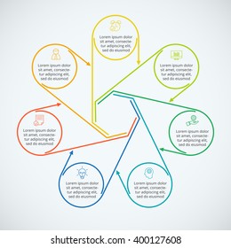 Thin line flat elements for infographic. Template for diagram, graph, presentation and chart. Business concept with 7 options, parts, steps or processes. Data visualization.