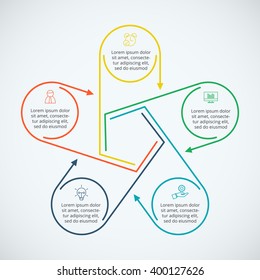 Thin line flat elements for infographic. Template for diagram, graph, presentation and chart. Business concept with 5 options, parts, steps or processes. Data visualization.