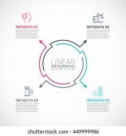 Thin line flat elements for infographic. Template for diagram, graph, presentation and chart. Business concept with 4 options, parts, steps or processes. Data visualization.