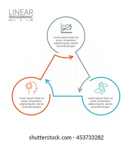 Thin line flat elements for infographic. Template for diagram, graph, presentation and chart. Business concept with 3 options, parts, steps or processes. Data visualization.
