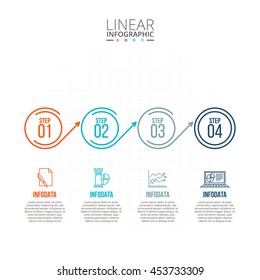 Thin line flat elements for infographic. Template for diagram, graph, presentation and chart. Business concept with 4 options, parts, steps or processes. Data visualization.