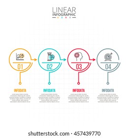 Thin line flat elements for infographic. Template for diagram, graph, presentation and chart. Business concept with 4 options, parts, steps or processes. Data visualization.