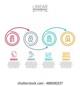 Thin line flat elements for infographic. Template for diagram, graph, presentation and chart. Business concept with 4 options, parts, steps or processes. Data visualization.