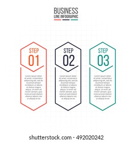 Thin line flat elements for infographic. Template for diagram, graph, presentation and chart. Business concept with 3 options, parts, steps or processes. Data visualization.