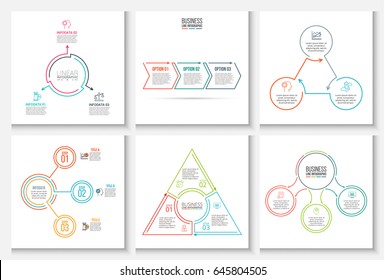 Thin line flat elements for infographic. Template for diagram, graph, presentation and chart. Business concept with 3 options, parts, steps or processes. Stroke icons.