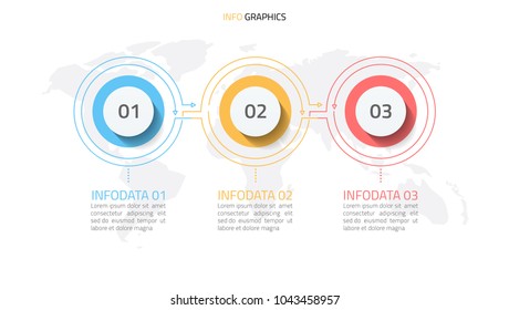 Thin line flat elements for presentation template, circle. Timeline with 3 options,steps or processes. Vector linear infographics elements.