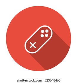 thin line, flat gamepad, joystick icon on white background