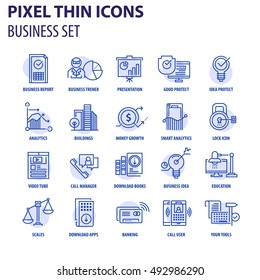 Thin line flat icons pack for web design, user interface, mobile, computer infographic and other projects.