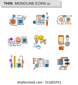 Thin line flat icons pack for web design, user interface, mobile, computer infographic and other projects. 20 monoline elements pack.
