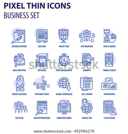 Thin line flat icons pack for web design, user interface, mobile, computer infographic and other projects.