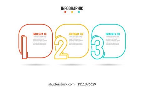 Thin line flat infographic design template with number options. Business concept with 3 steps, process. Vector business template for presentation.