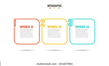 Thin line flat Infographic design template with 3 number options, steps or process. Can be used for  diagram, graph, presentation and chart. Vector illustration.