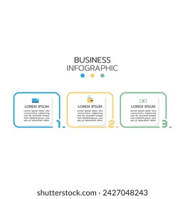 Thin line flat Infographic design template with 3 number options, steps or process. Can be used for diagram, graph, presentation and chart. Vector illustration.