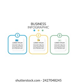 Dünne Linie flache Infografik-Design-Vorlage mit 3 Zahlenoptionen, Schritten oder Prozess. Kann für Diagramm, Grafik, Präsentation und Diagramm verwendet werden. Vektorgrafik.