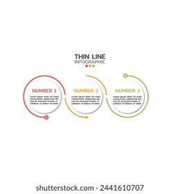 Thin line flat infographic design elements and 3 options. Timeline with 3 options, steps or process. Vector business template for presentation.
