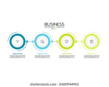 Thin line flat infographic design template. Business concept with icons and 4 options, steps, or processes. Can be used for graphs, presentations, workflow layout, banner, and web design.