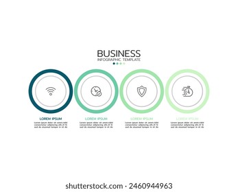 Thin line flat infographic design template. Business concept with icons and 4 options, steps, or processes. Can be used for graphs, presentations, workflow layout, banner, and web design.